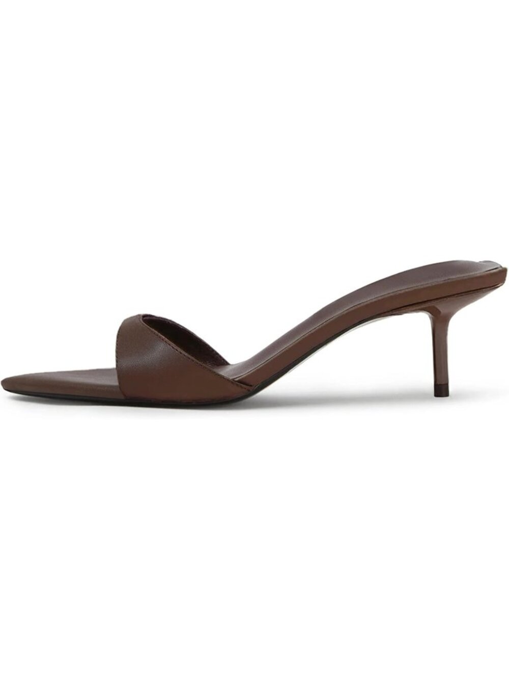 Women's Chocolate Summer Pointed Open Toe Slip on Mules Slingback Kitten Heels